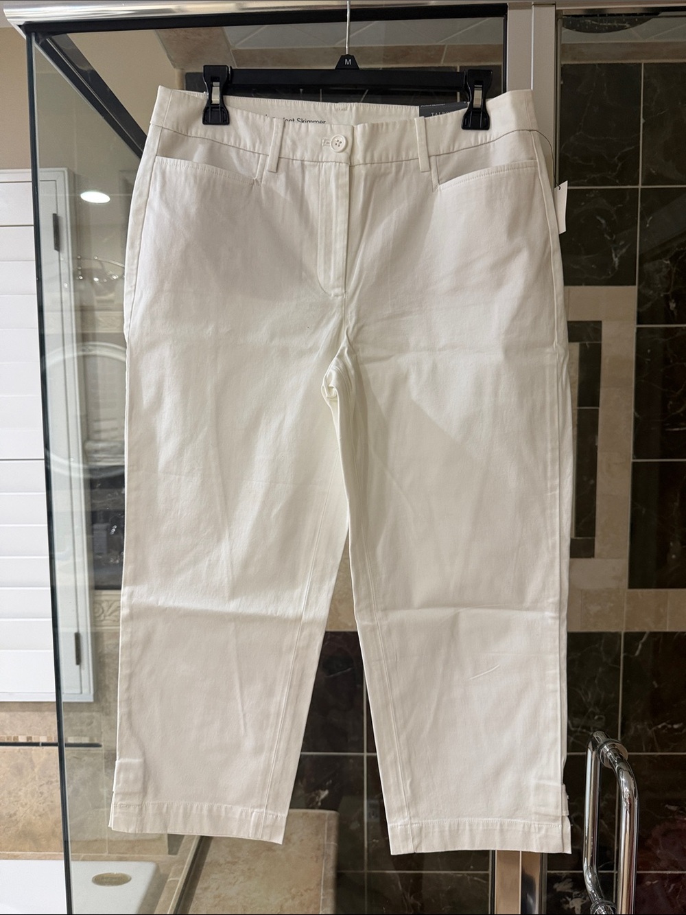 Talbots Cream Cropped Straight-Leg Jeans
